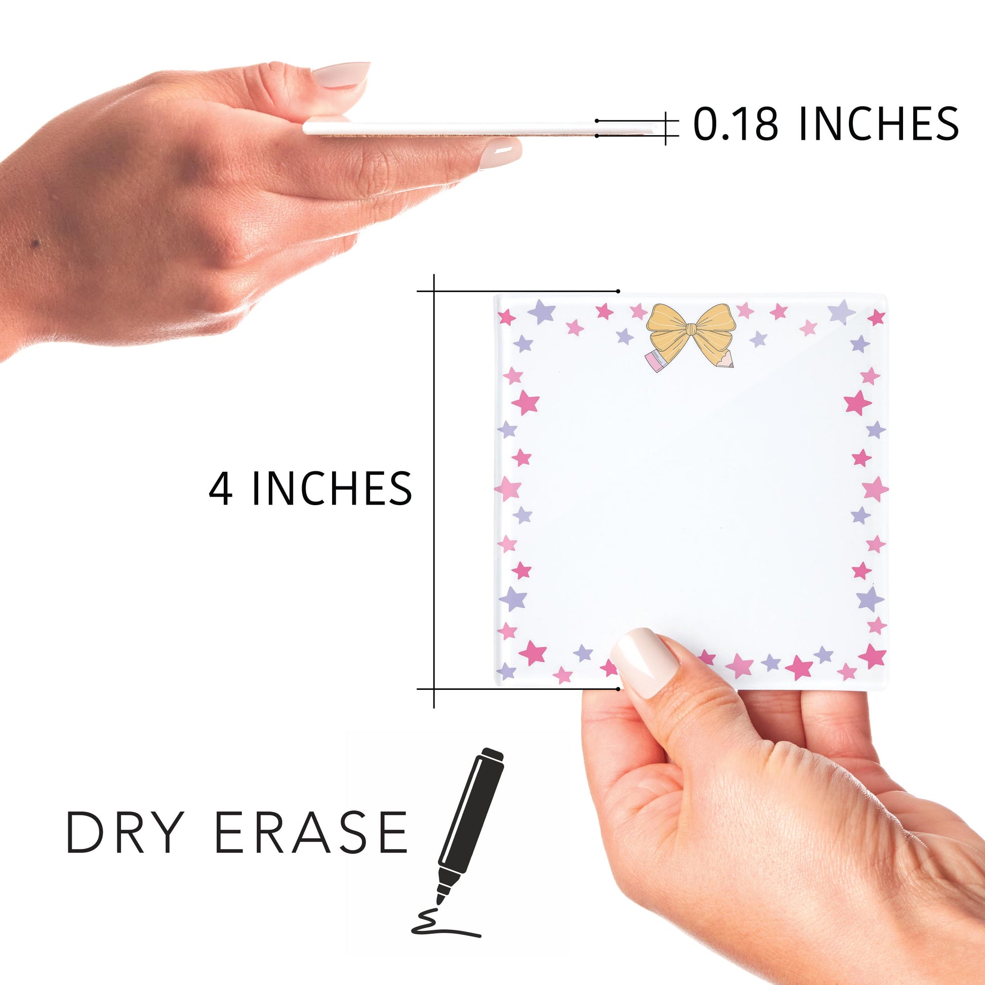 4x4 Clear Reminder Kalia Lane-Classroom Coquette Pencil Bow Stars Notes -8