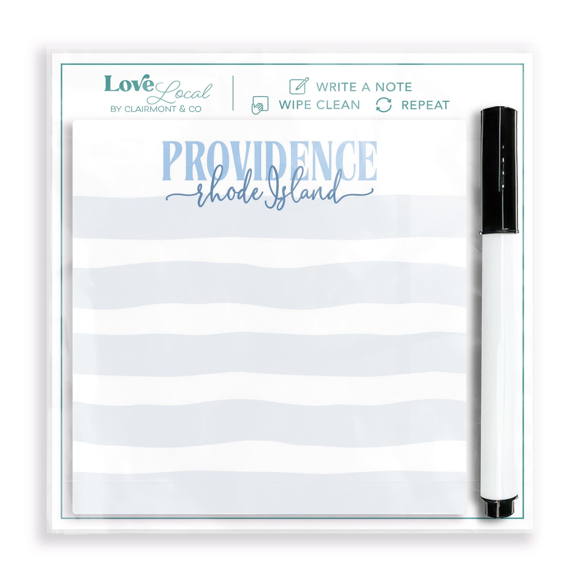 4x4 Clear Reminder Love Local-Love+Local New England Tides Stripes -0