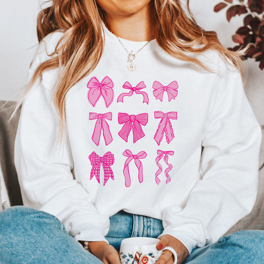 Preppy Bows Graphic Sweatshirt | Pink Preppy Bows