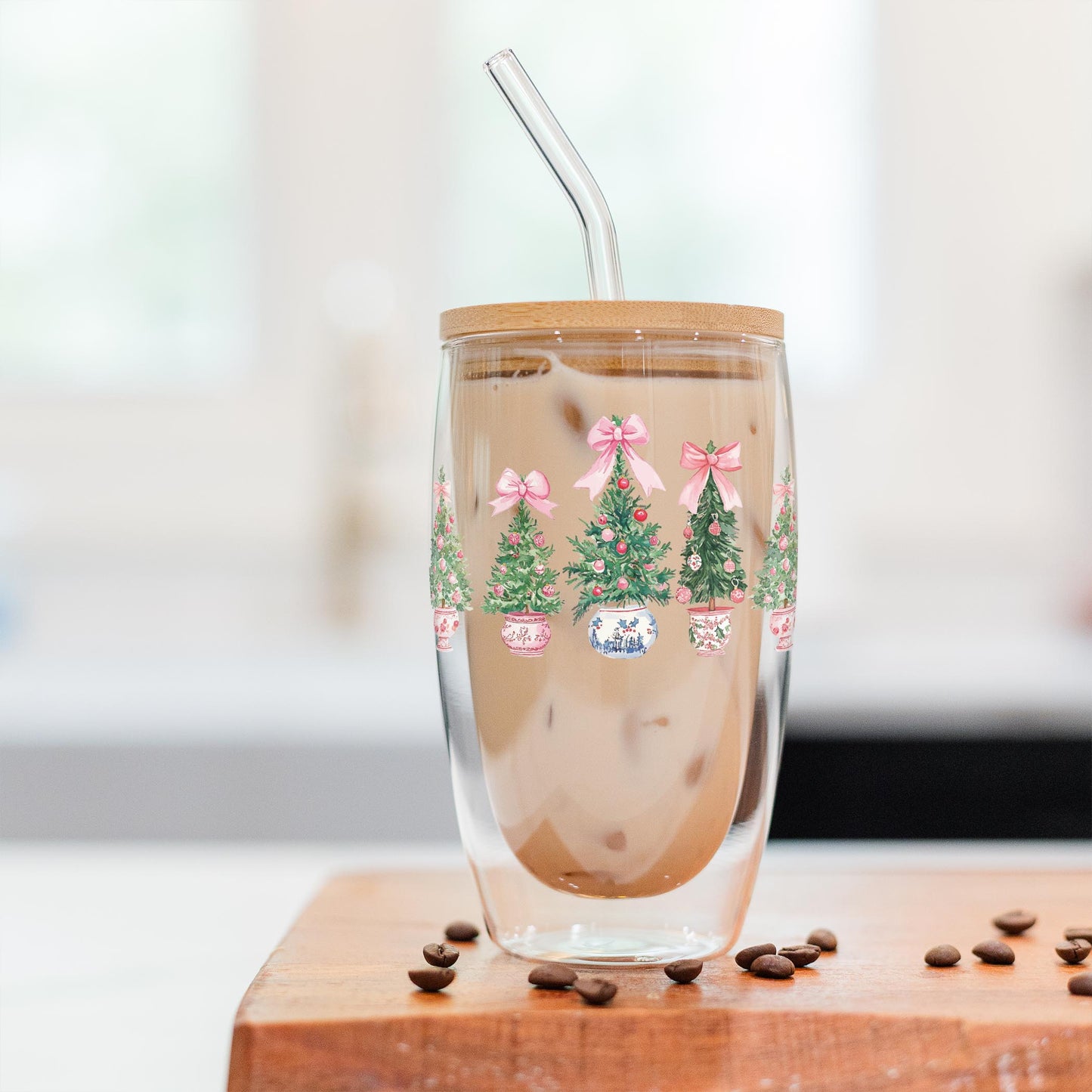 16oz Double Insulated Glass Tumbler-Blush & Baubles - A Grand Millennial Christmas -2
