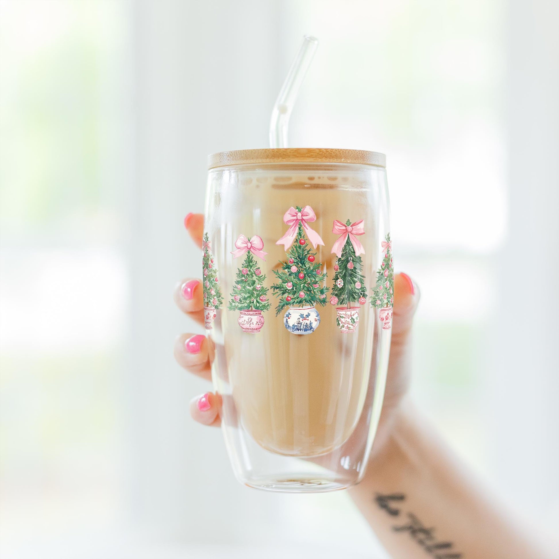 16oz Double Insulated Glass Tumbler-Blush & Baubles - A Grand Millennial Christmas -3