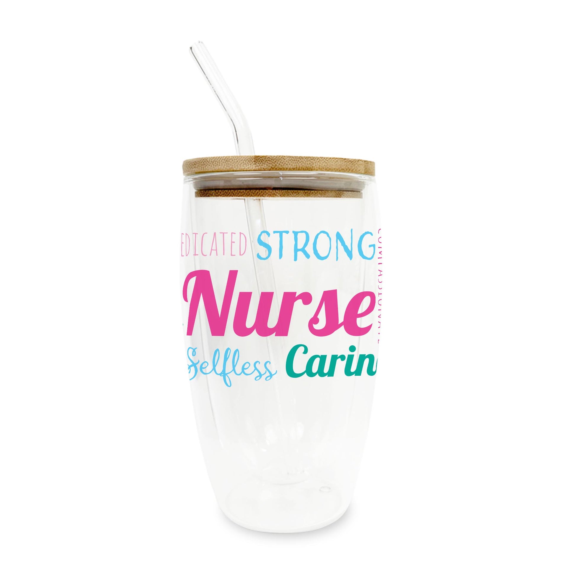 16oz Double Insulated Glass Tumbler-Bright Nurse Words -0