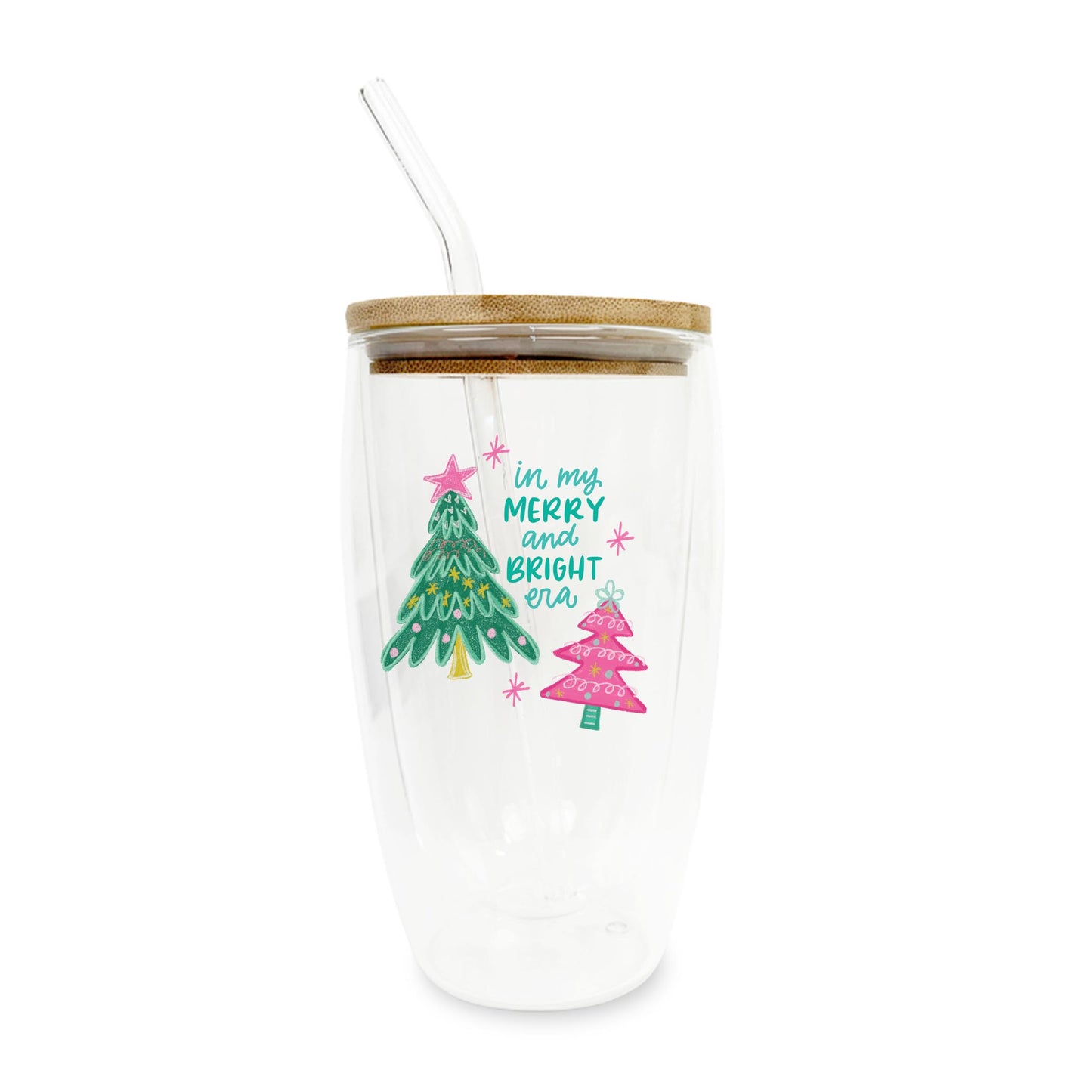 16oz Double Insulated Glass Tumbler-In My Merry & Bright Era