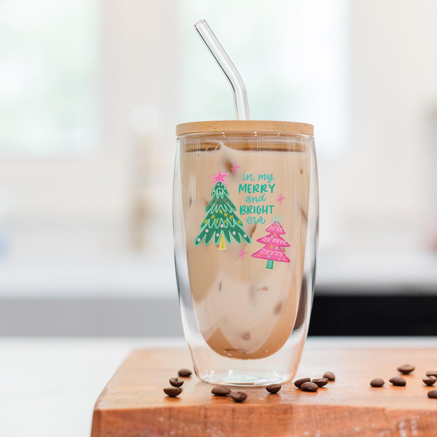 16oz Double Insulated Glass Tumbler-In My Merry & Bright Era