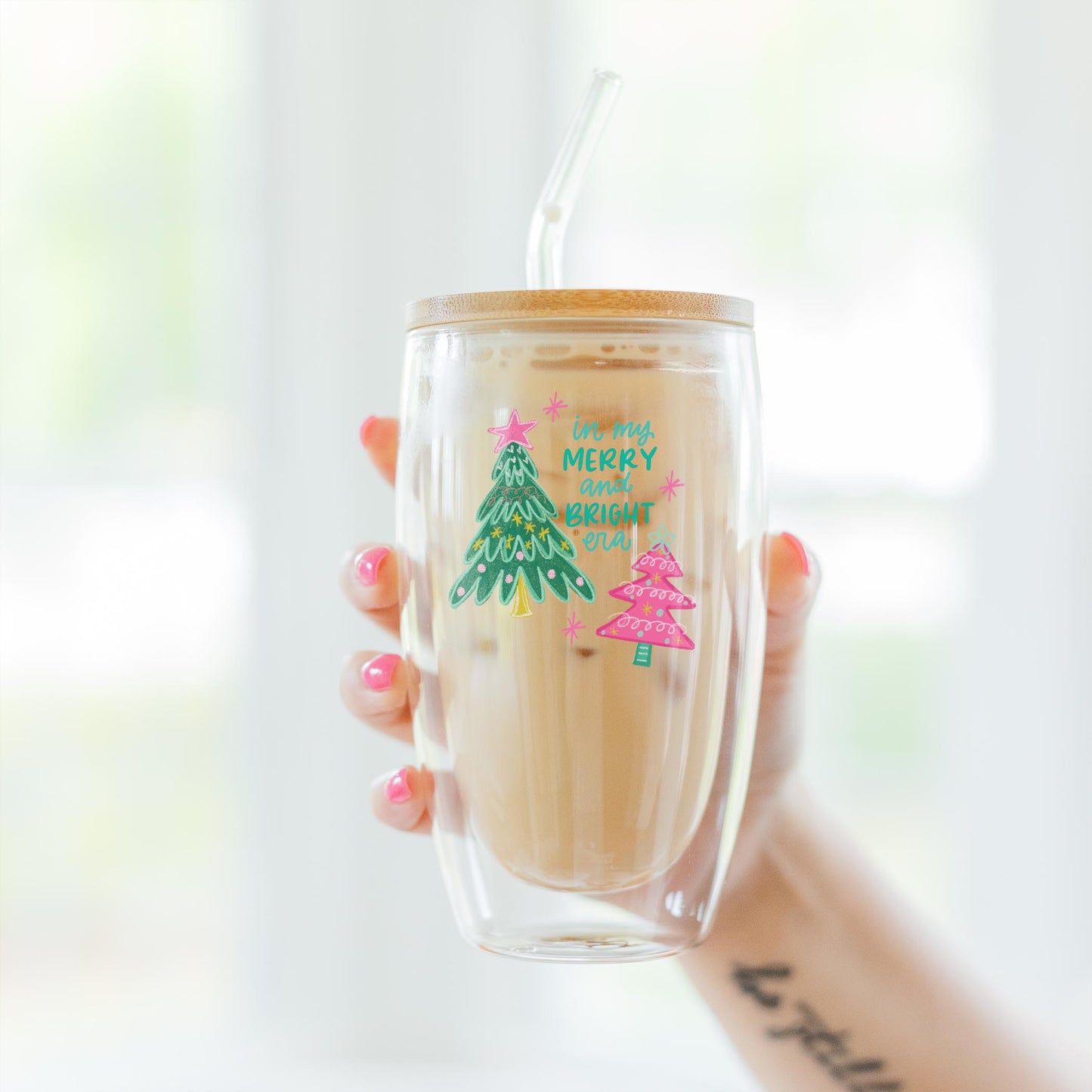 16oz Double Insulated Glass Tumbler-In My Merry & Bright Era