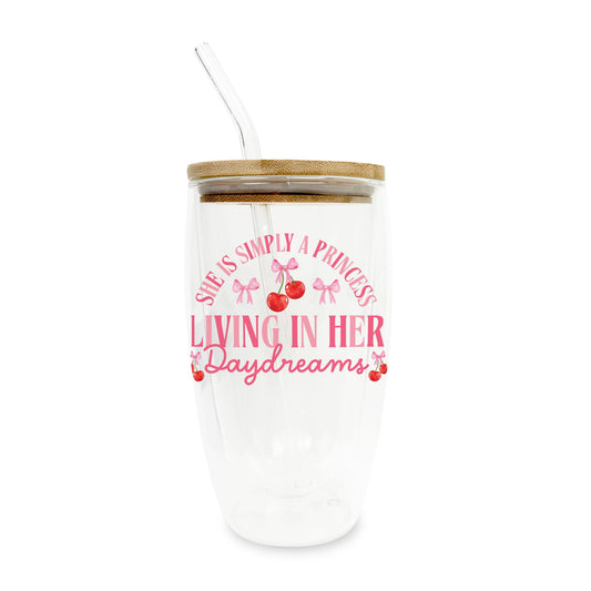 16oz Double Insulated Glass Tumbler-Princess Living In Her Daydreams