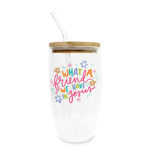 16oz Double Insulated Glass Tumbler-What A Friend We Have In Jesus -0