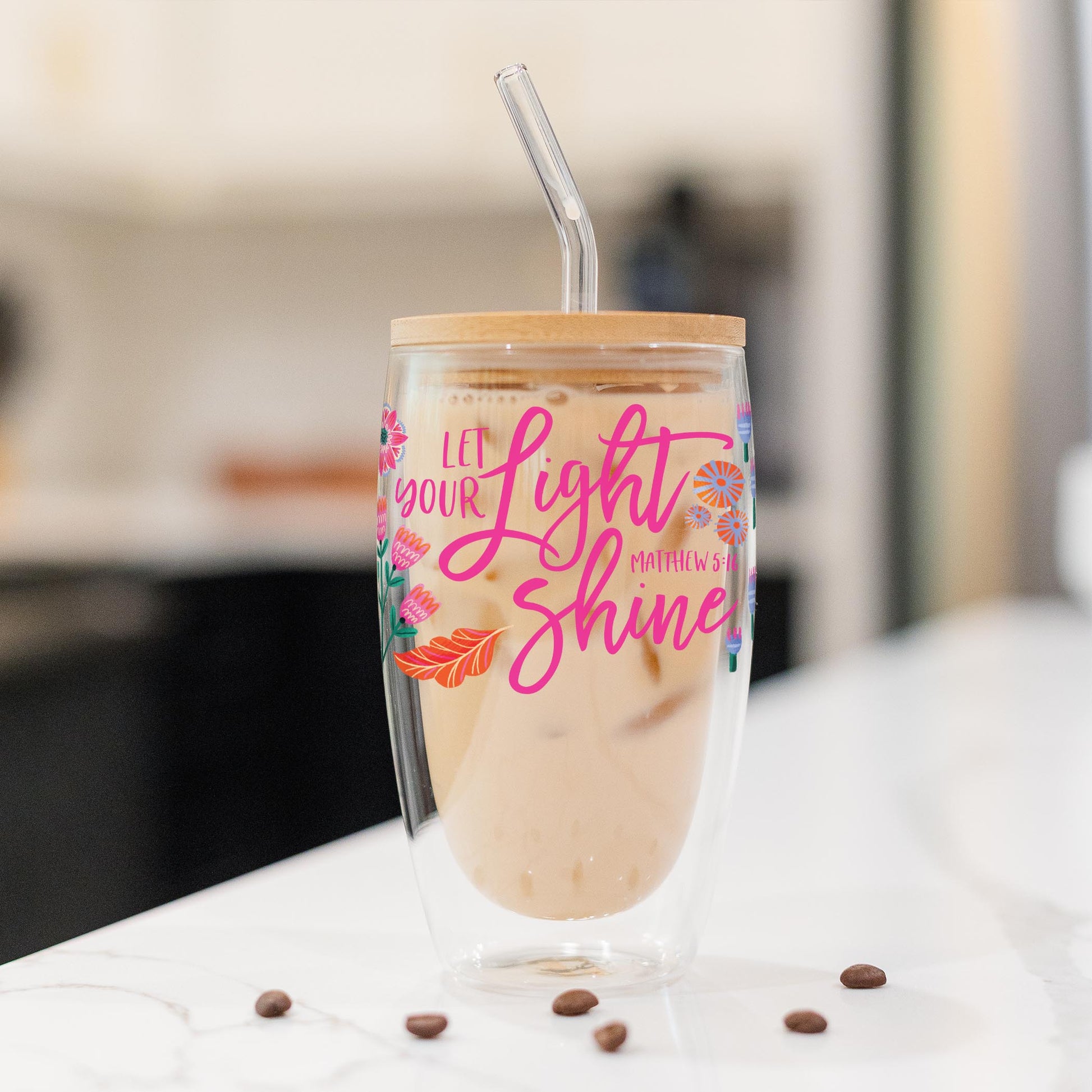 16oz Double Insulated Glass Tumbler-Radiant Hope Let Your Light Shine -1