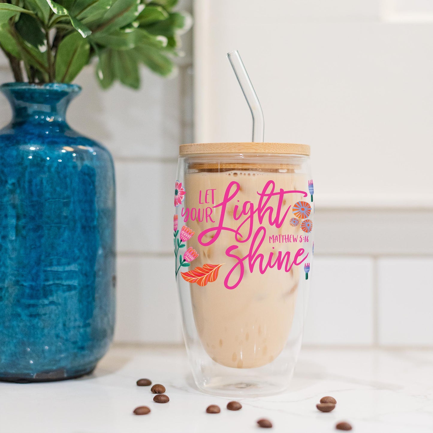 16oz Double Insulated Glass Tumbler-Radiant Hope Let Your Light Shine -4