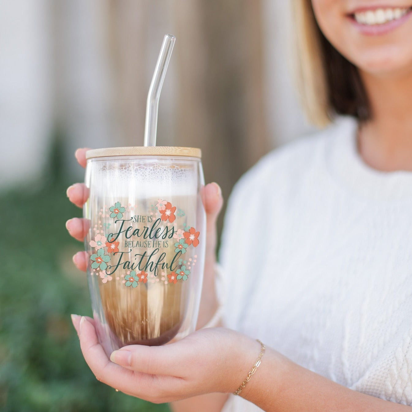 16oz Insulated Glass Tumbler - She is Fearless