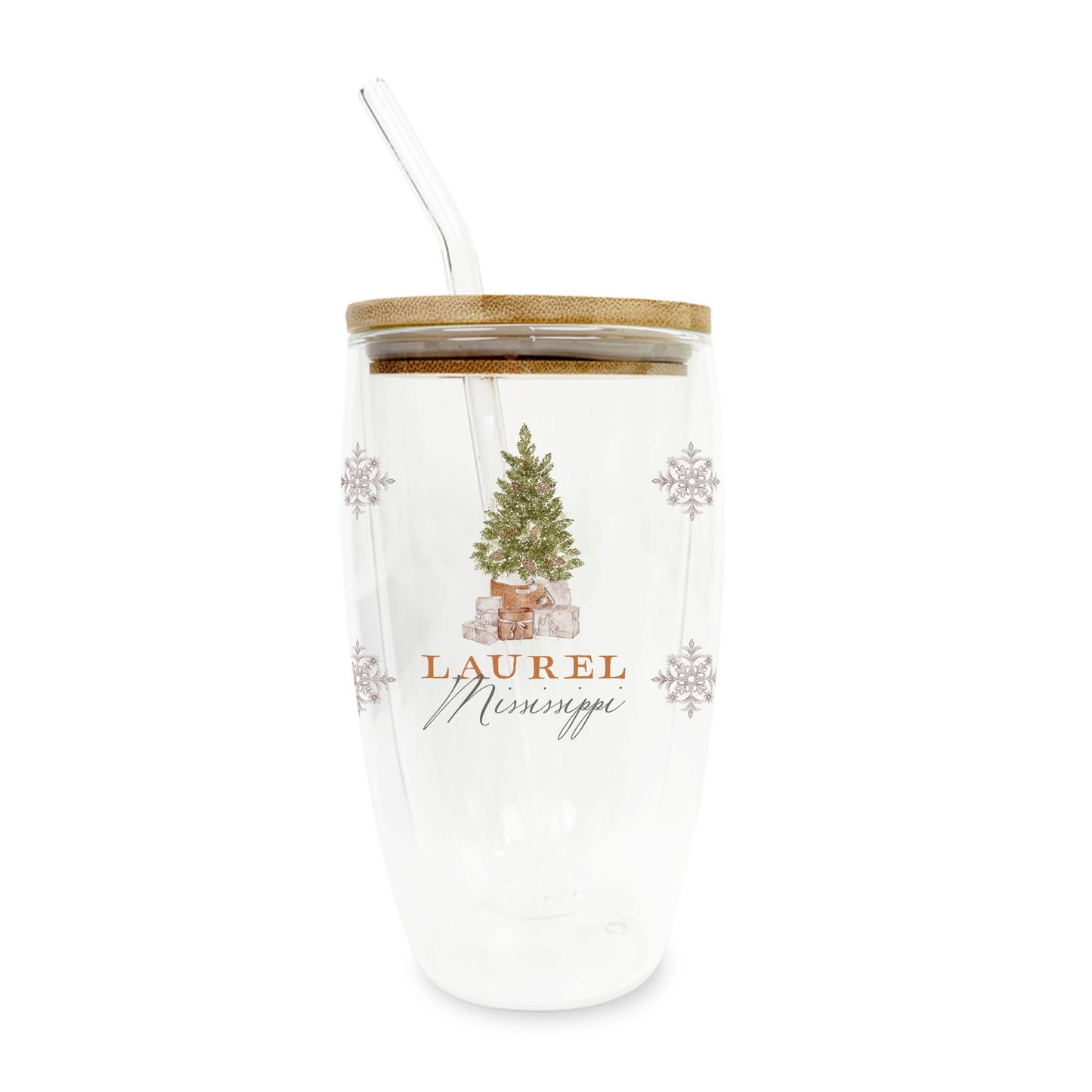 16oz Double Insulated Glass Tumbler-L+L Cottage Tree -0