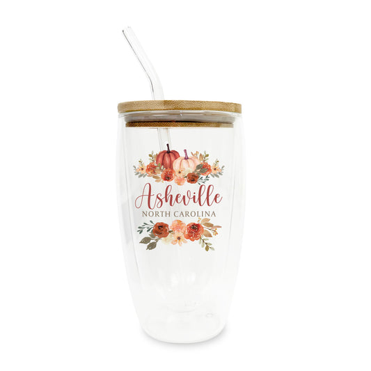 16oz Double Insulated Glass Tumbler-L+L Fall Harvest Florals -0