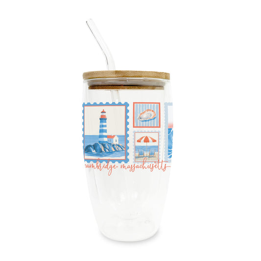 16oz Double Insulated Glass Tumbler-Love+Local New England Tides -0