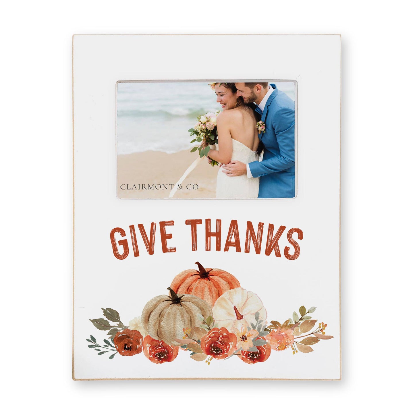 Lily Frame Vertical-Give Thanks Floral Pumpkin