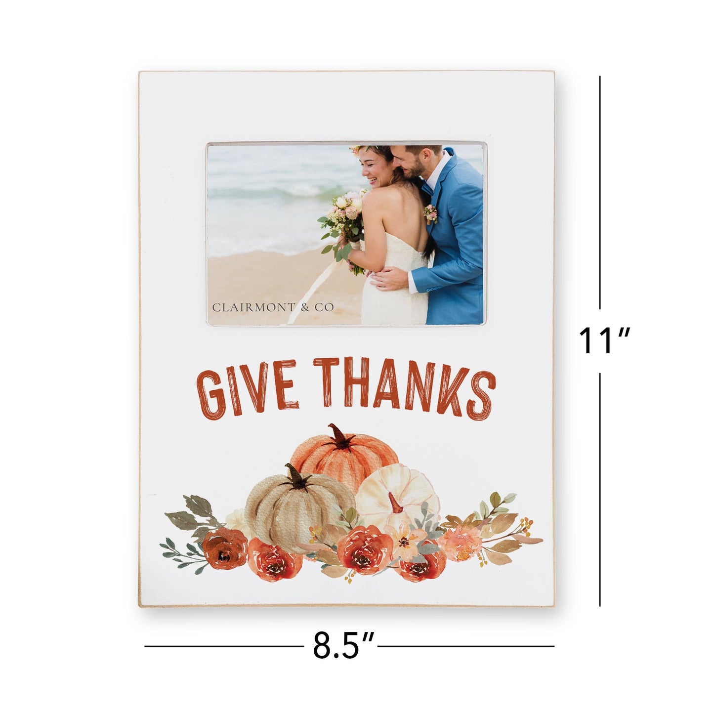 Lily Frame Vertical-Give Thanks Floral Pumpkin