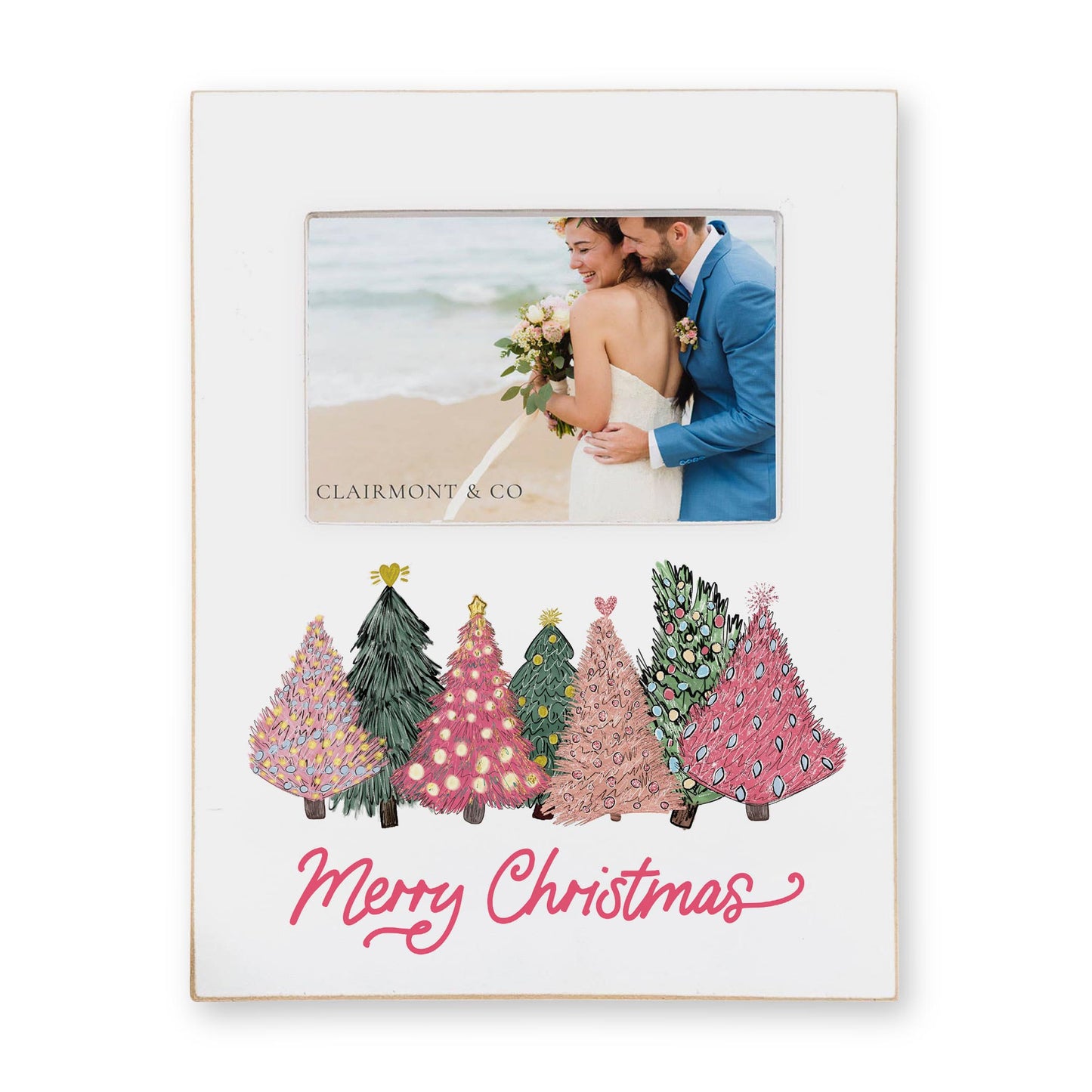 Lily Frame Vertical-Pink Trees Merry Christmas