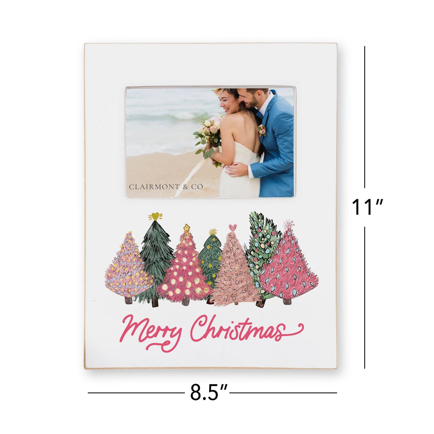 Lily Frame Vertical-Pink Trees Merry Christmas