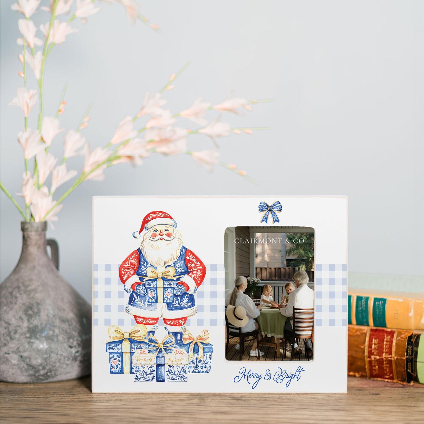 Lily Frame Horizontal-Blue Noel - A Grand Millennial Christmas -1