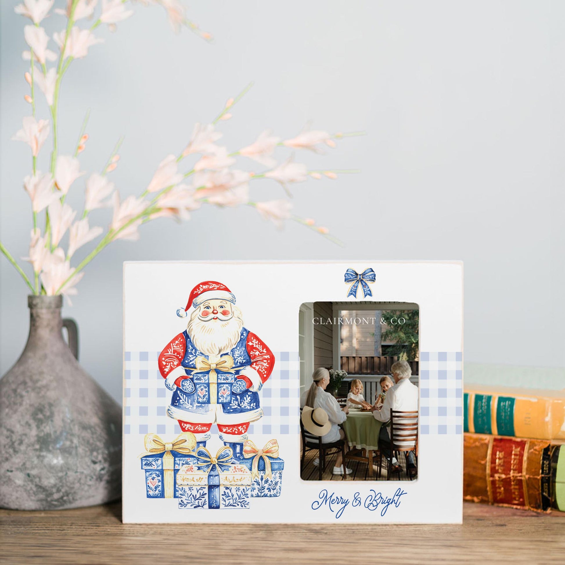 Lily Frame Horizontal-Blue Noel - A Grand Millennial Christmas -1