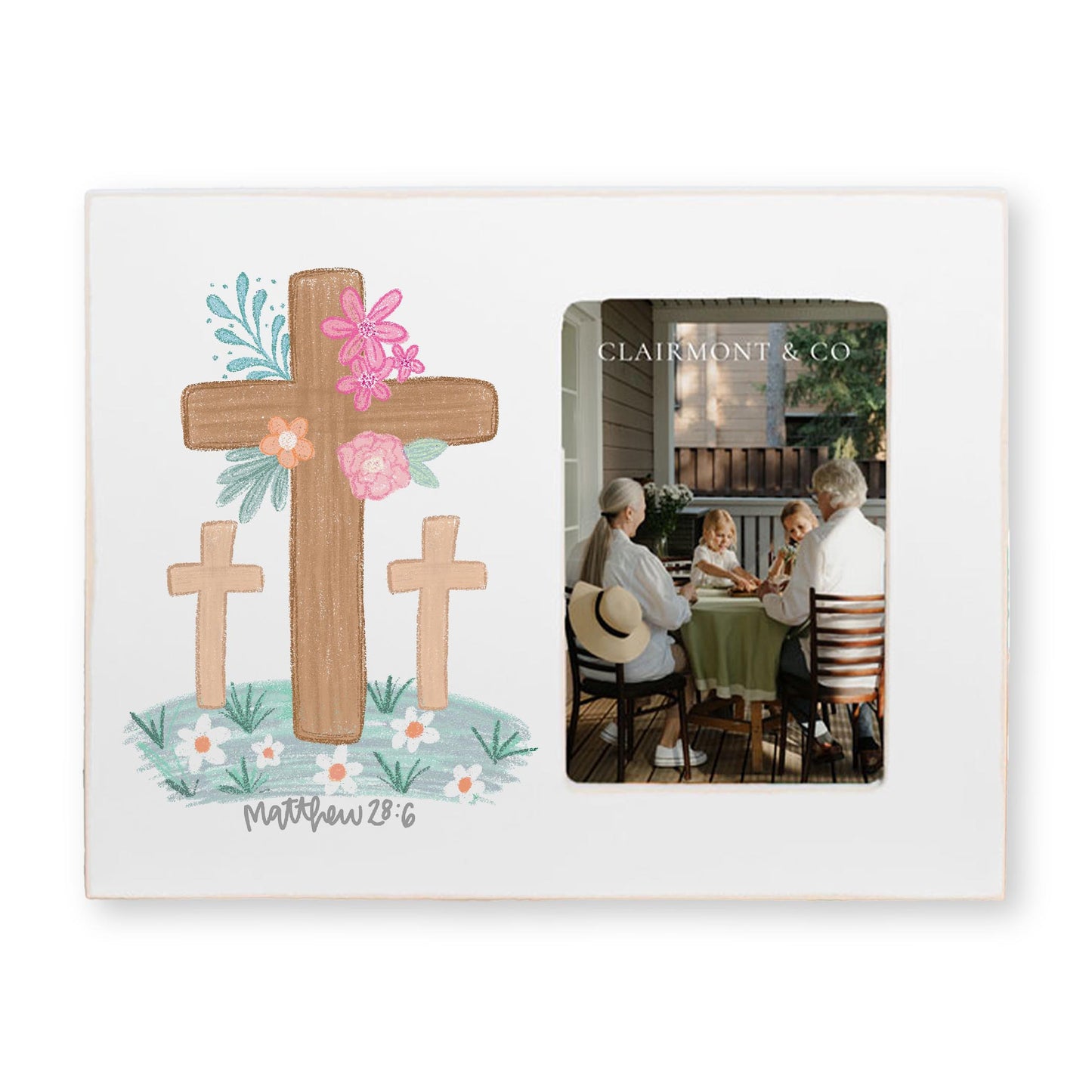 Lily Frame Horizontal-Floral Cross Matthew 28:6