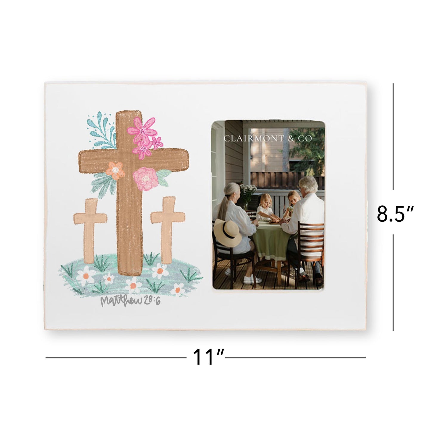 Lily Frame Horizontal-Floral Cross Matthew 28:6