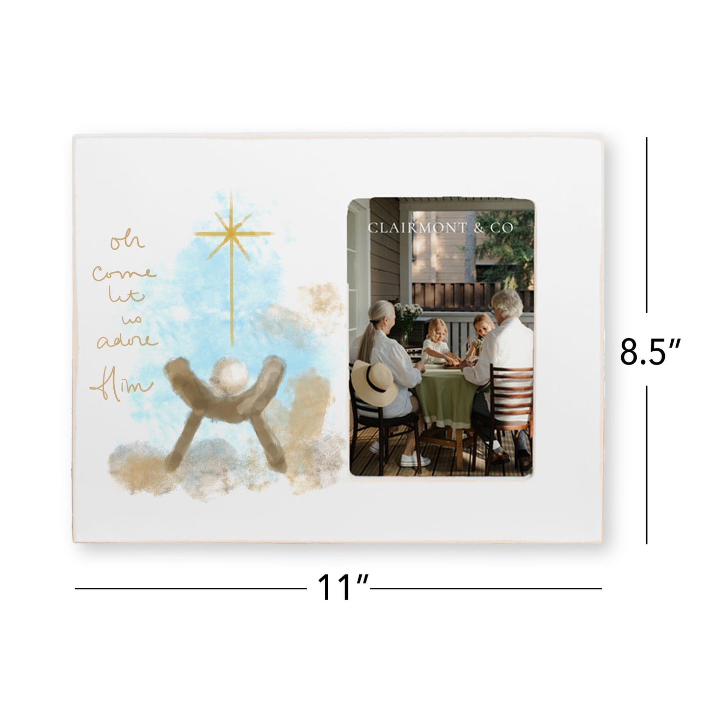 Lily Frame Horizontal-Let Us Adore Him Watercolor Manger