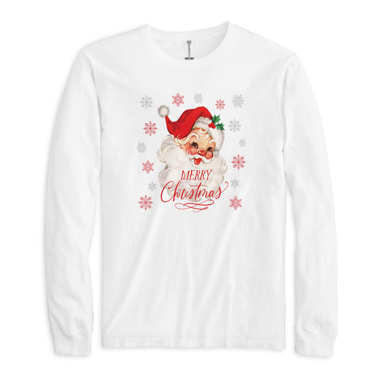 Long Sleeve T-Shirt White-Classic Santa