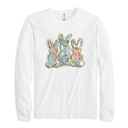 Long Sleeve T-Shirt White-Painted Bunny Trio