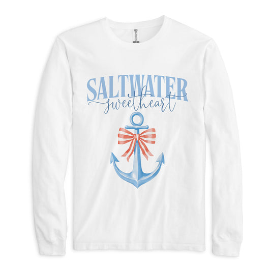 Long Sleeve T-Shirt White-New England Tides Saltwater Sweetheart -0