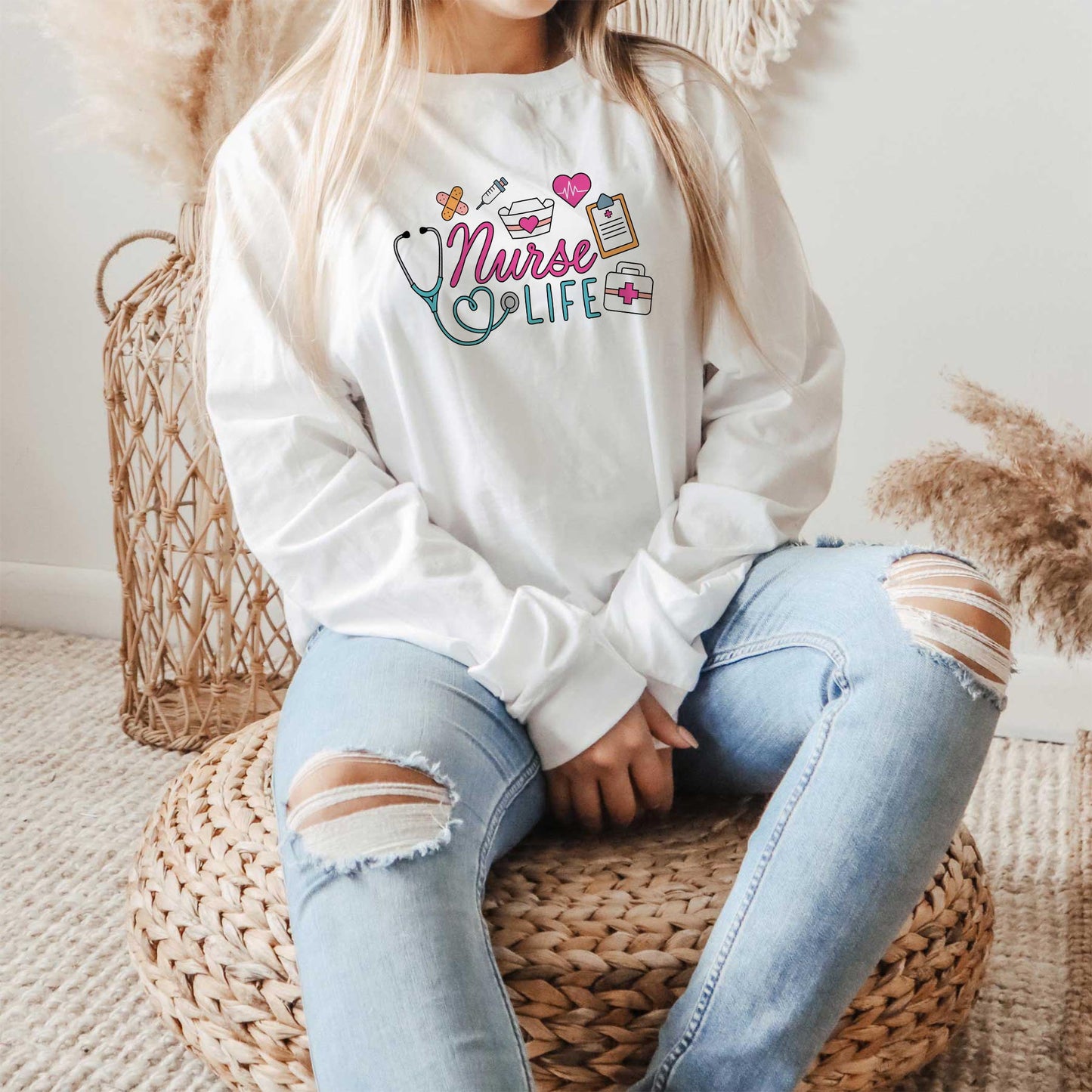 Long Sleeve T-Shirt White-Nurse Life