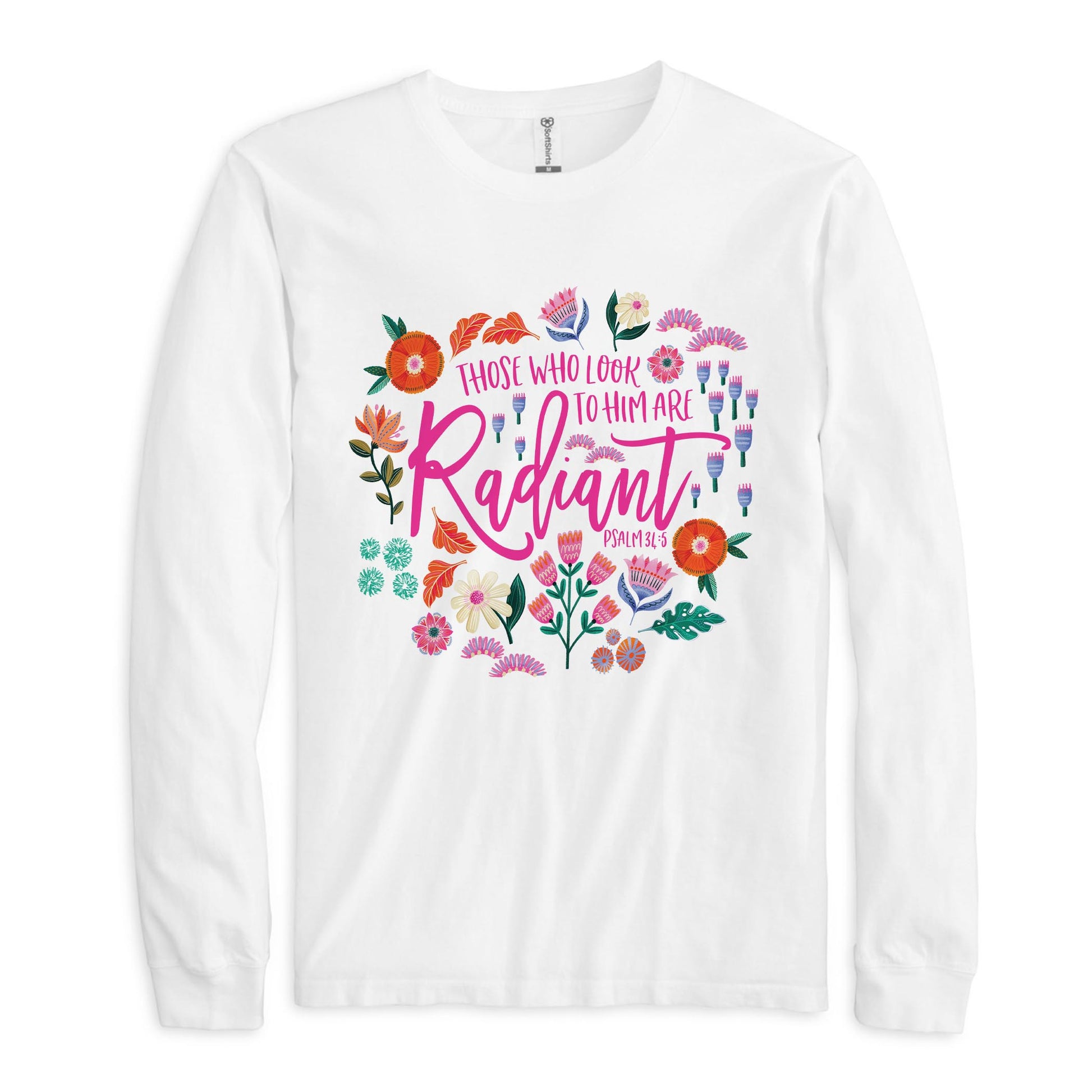 Long Sleeve T-Shirt White-Radiant Hope Those Who Look To Him -0