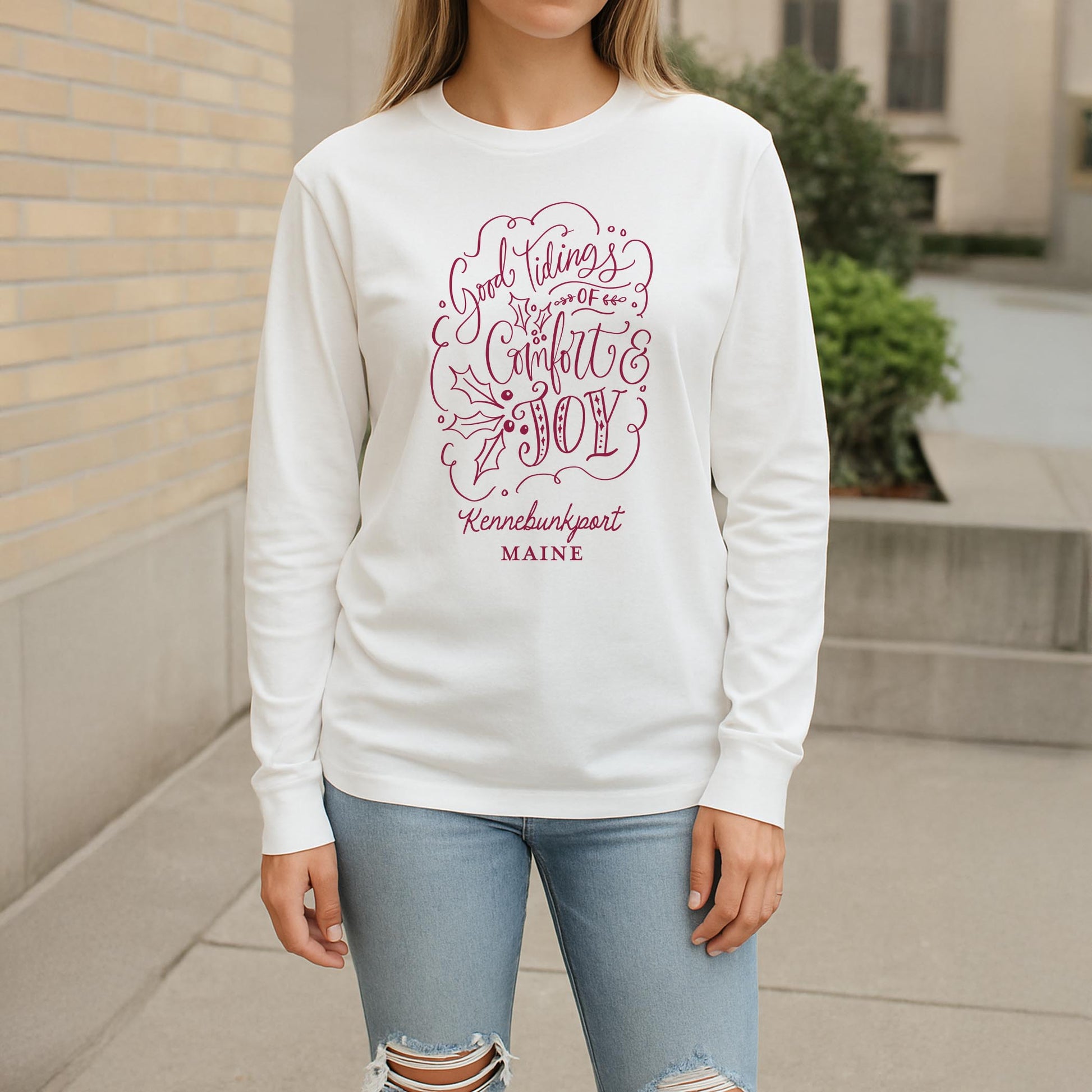 Long Sleeve T-Shirt White-Love + Local Winterberry -2