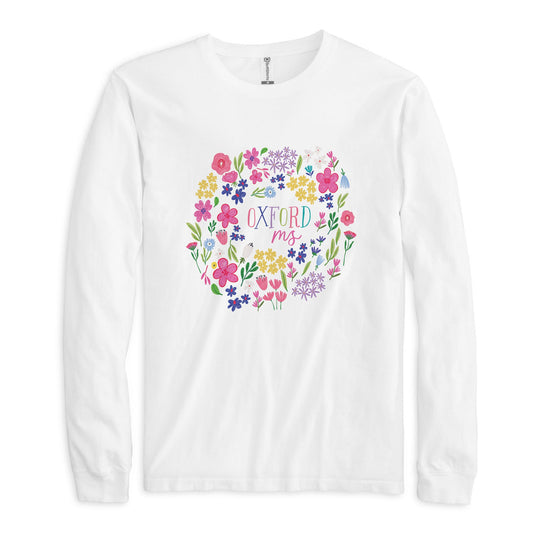 Long Sleeve T-Shirt White-Flower Confetti City & State -0