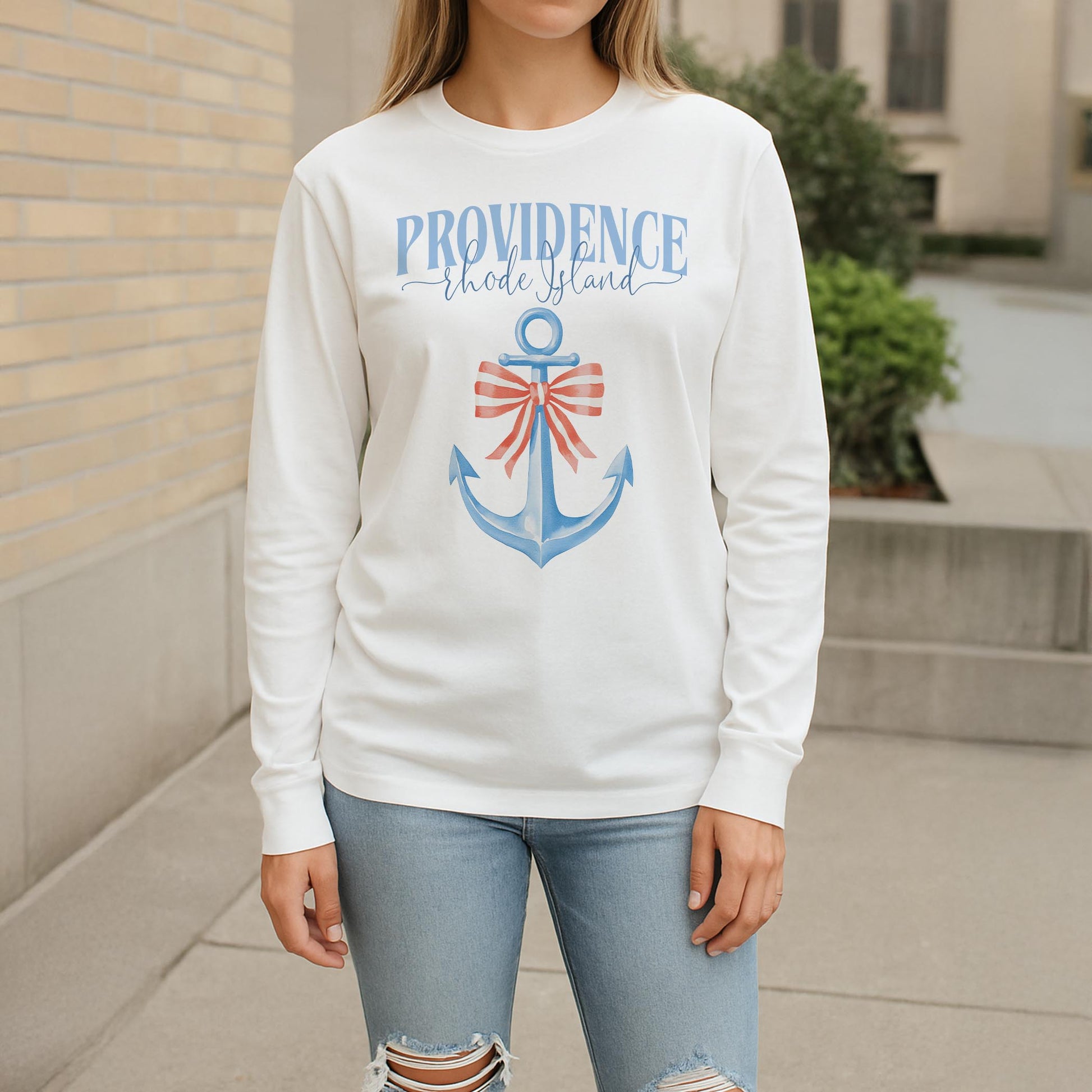 Long Sleeve T-Shirt White-Love+Local New England Tides -2