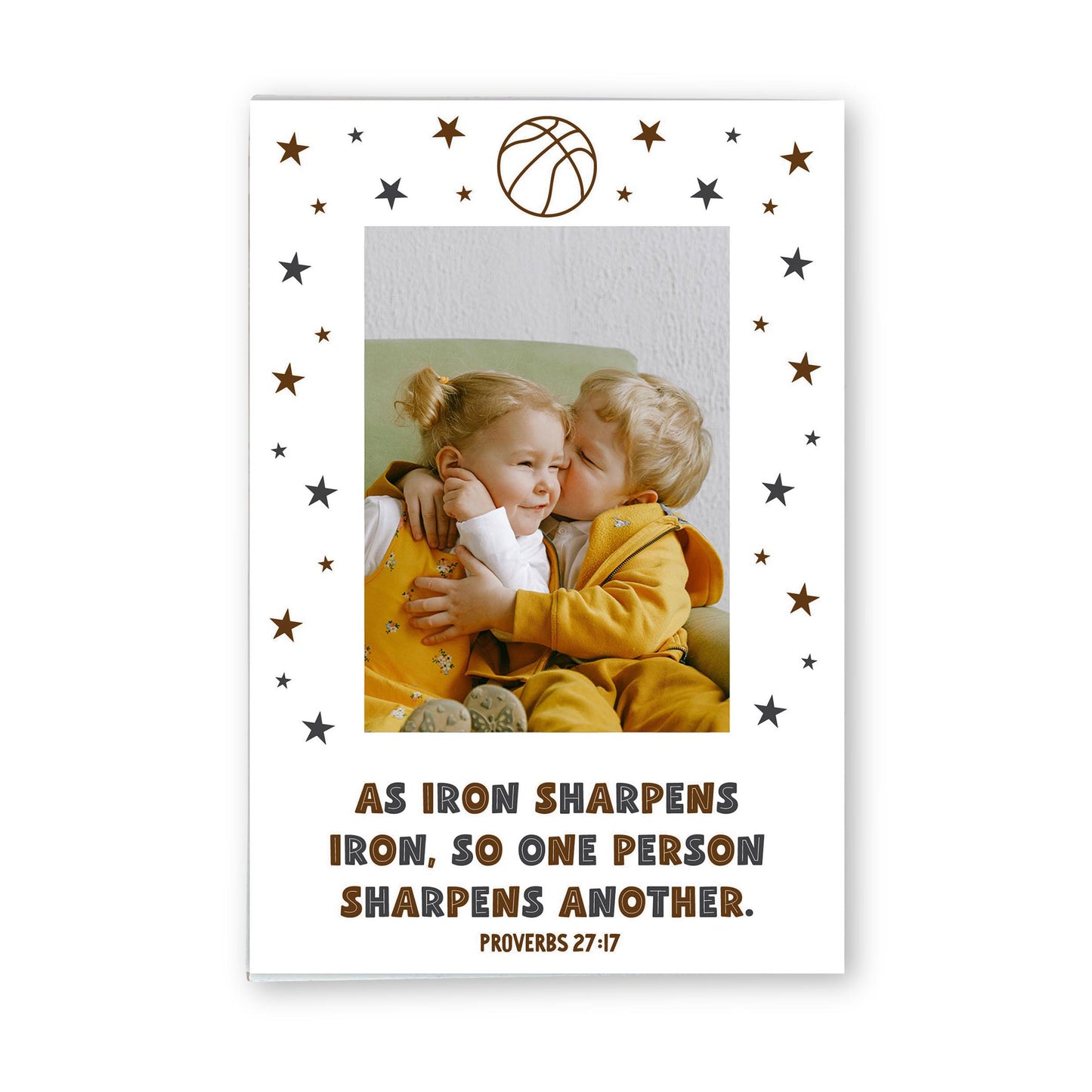 Mini Frame-Iron Sharpens Iron Basketball Brown & Black