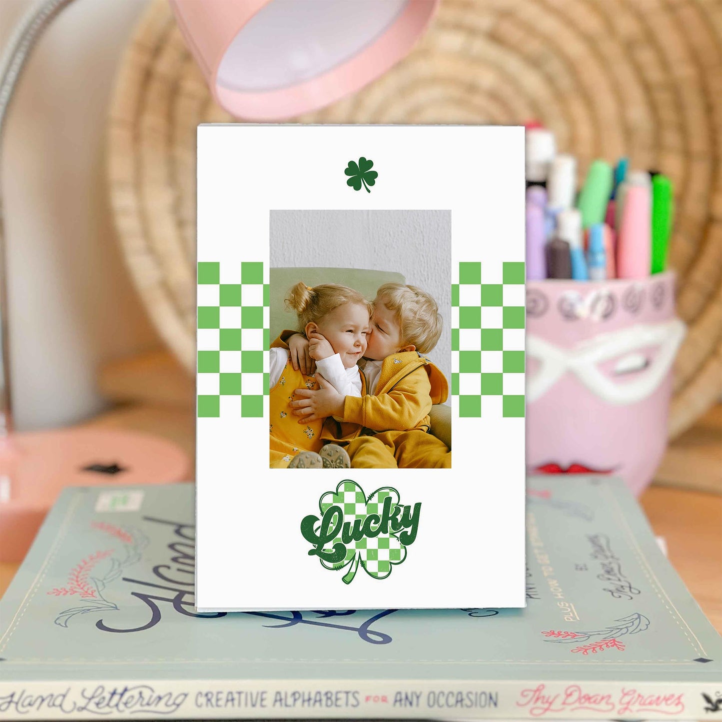 Mini Frame-St. Patrick's Day Lucky Checker Shamrock -1