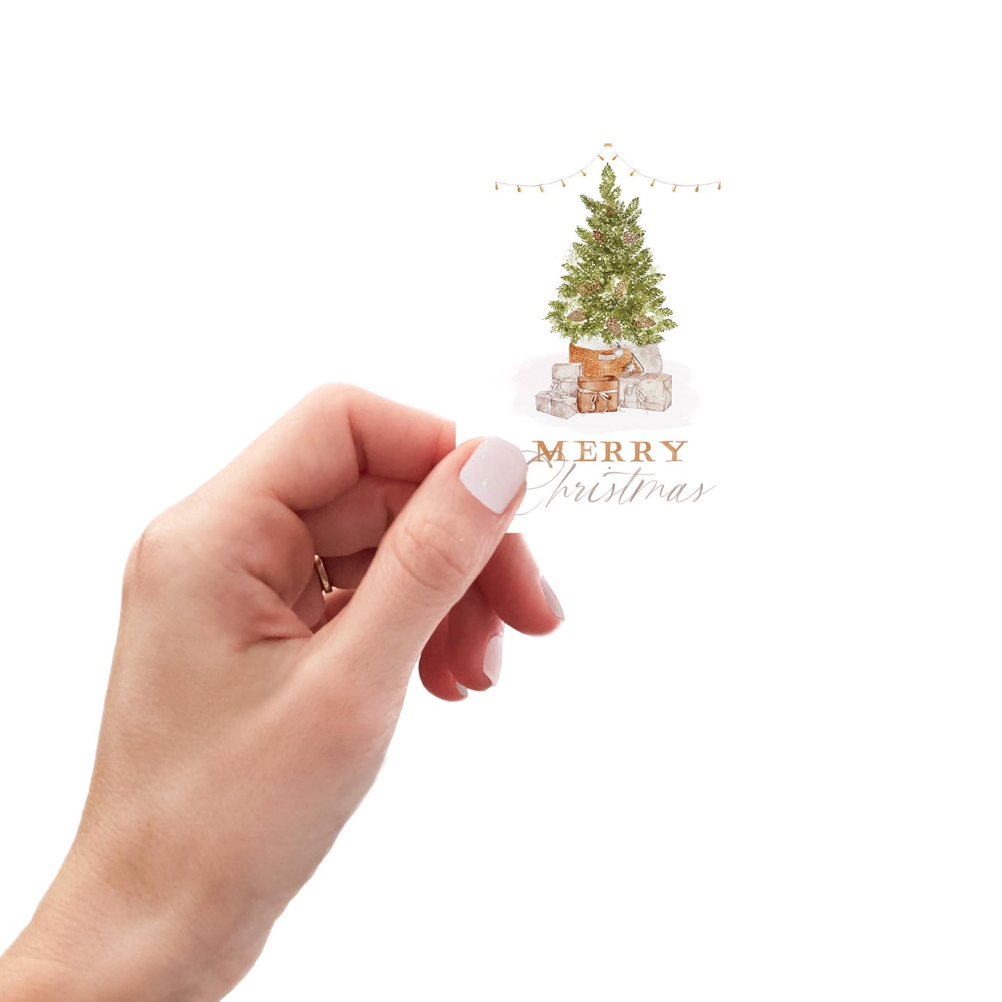 Vinyl Magnet-Cottage Tree Merry Christmas
