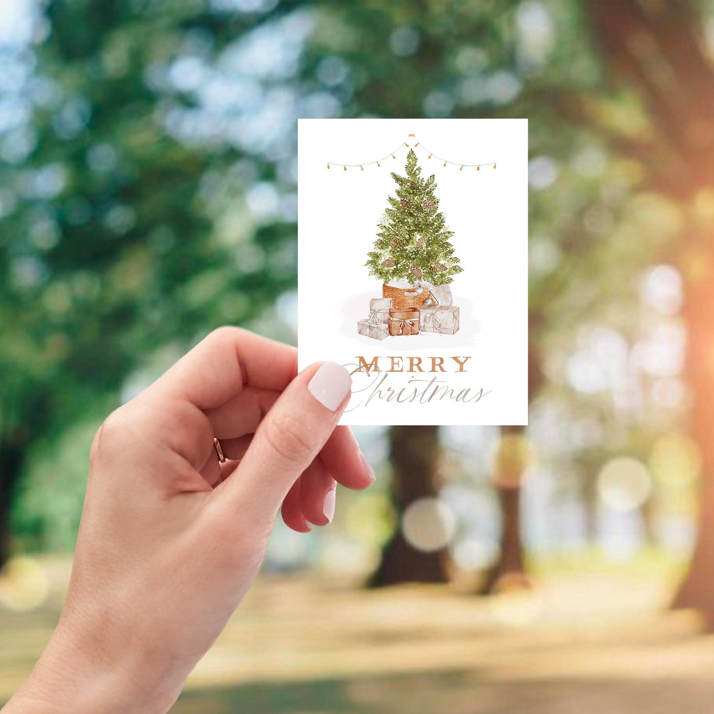 Vinyl Magnet-Cottage Tree Merry Christmas