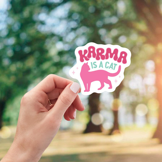 Vinyl Magnet-Karma Is A Cat