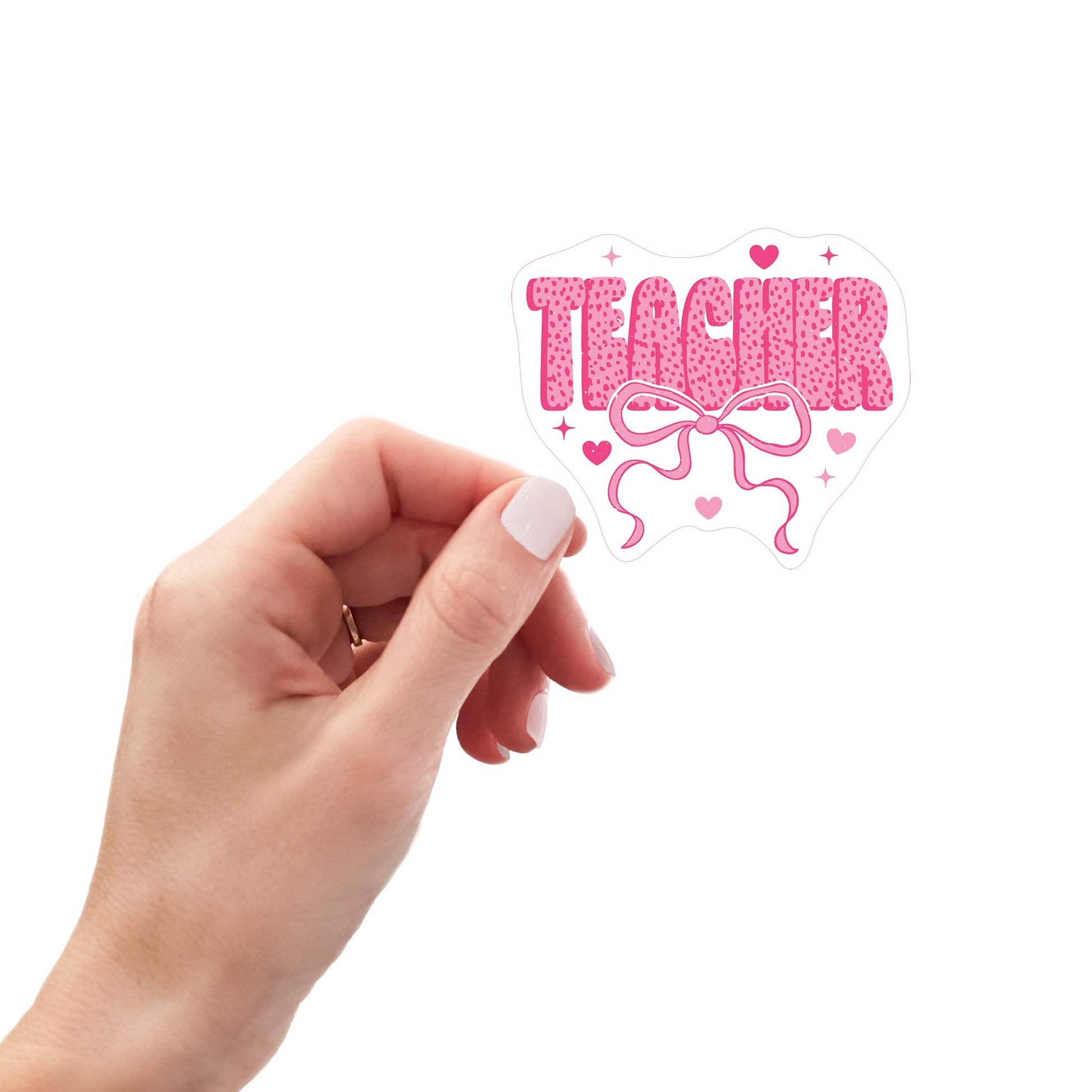 Vinyl Magnet-Classroom Coquette Teacher Hearts & Bow -0