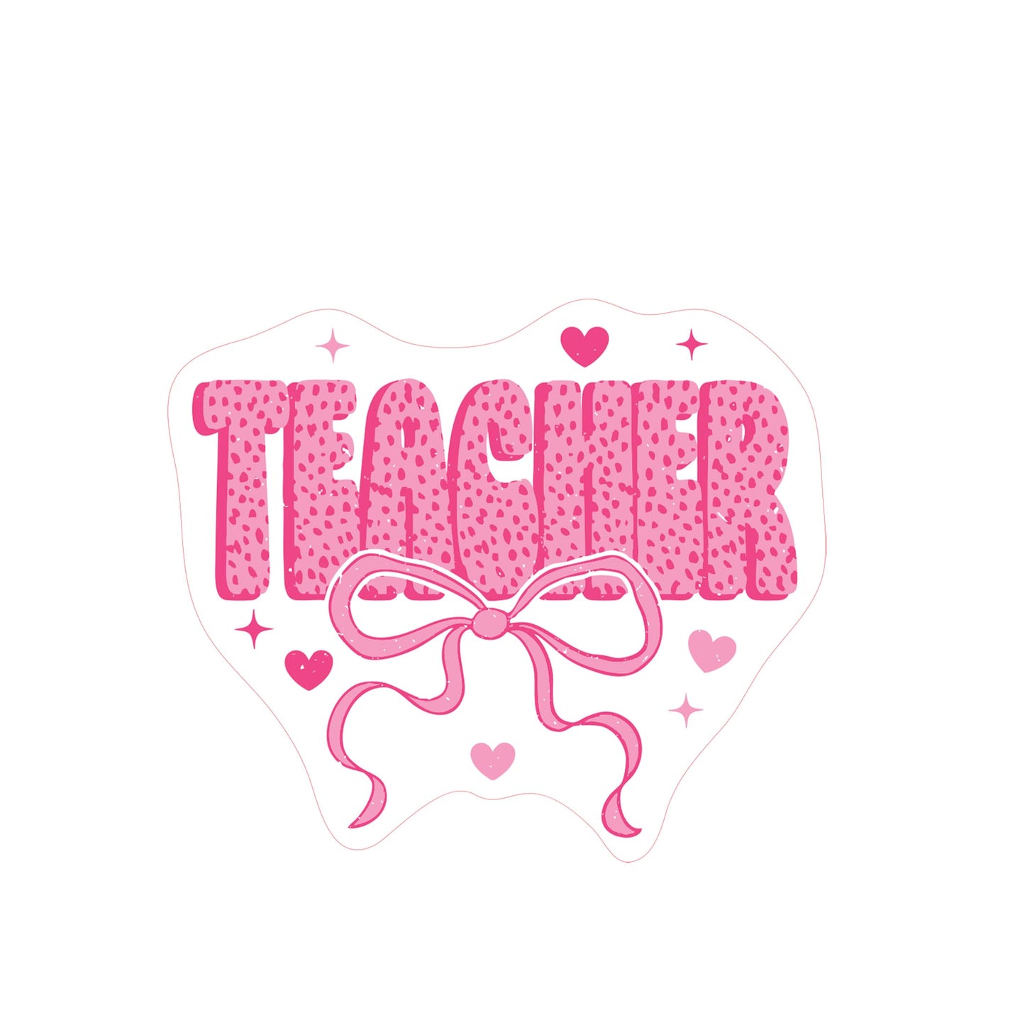 Vinyl Magnet-Classroom Coquette Teacher Hearts & Bow -2