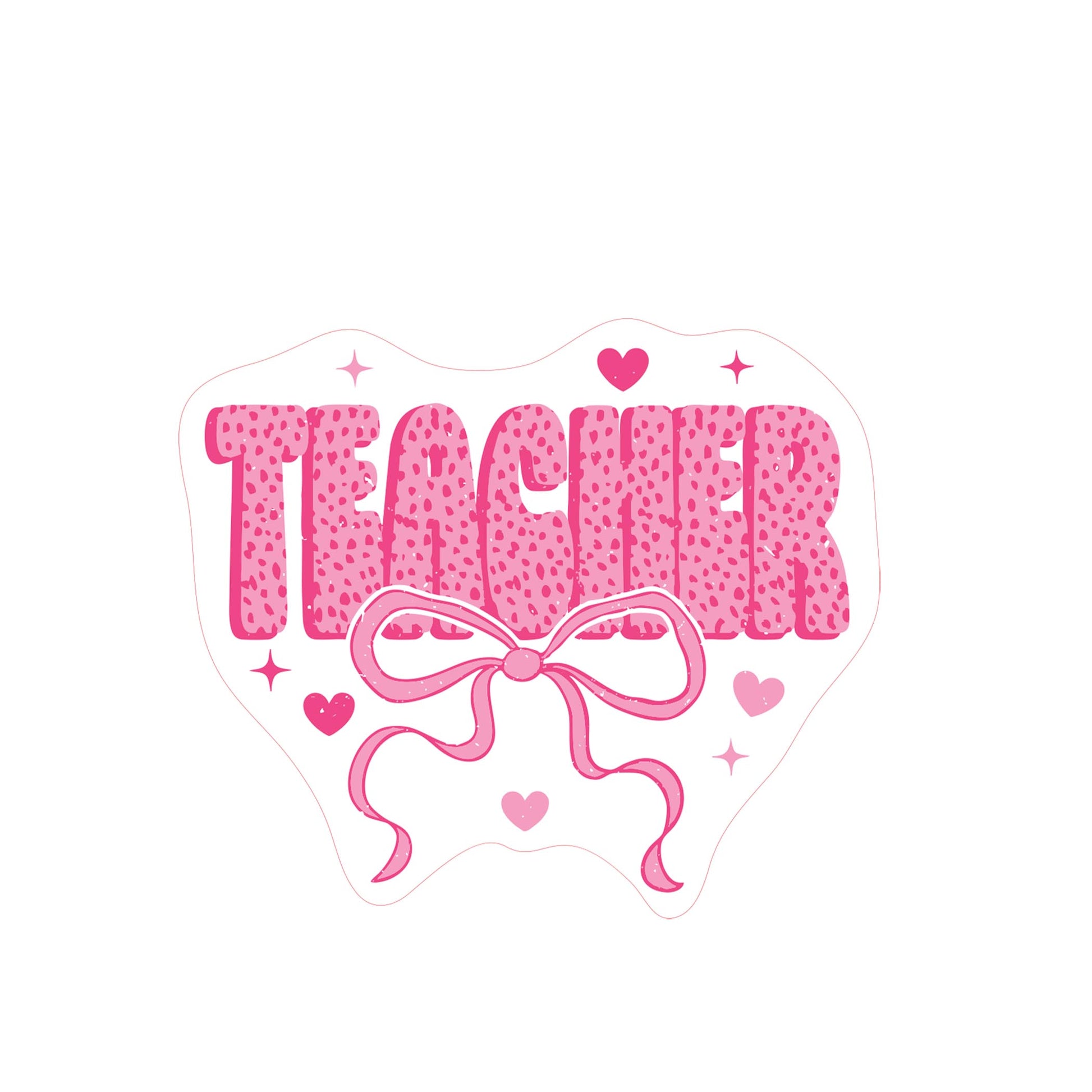 Vinyl Magnet-Classroom Coquette Teacher Hearts & Bow -2