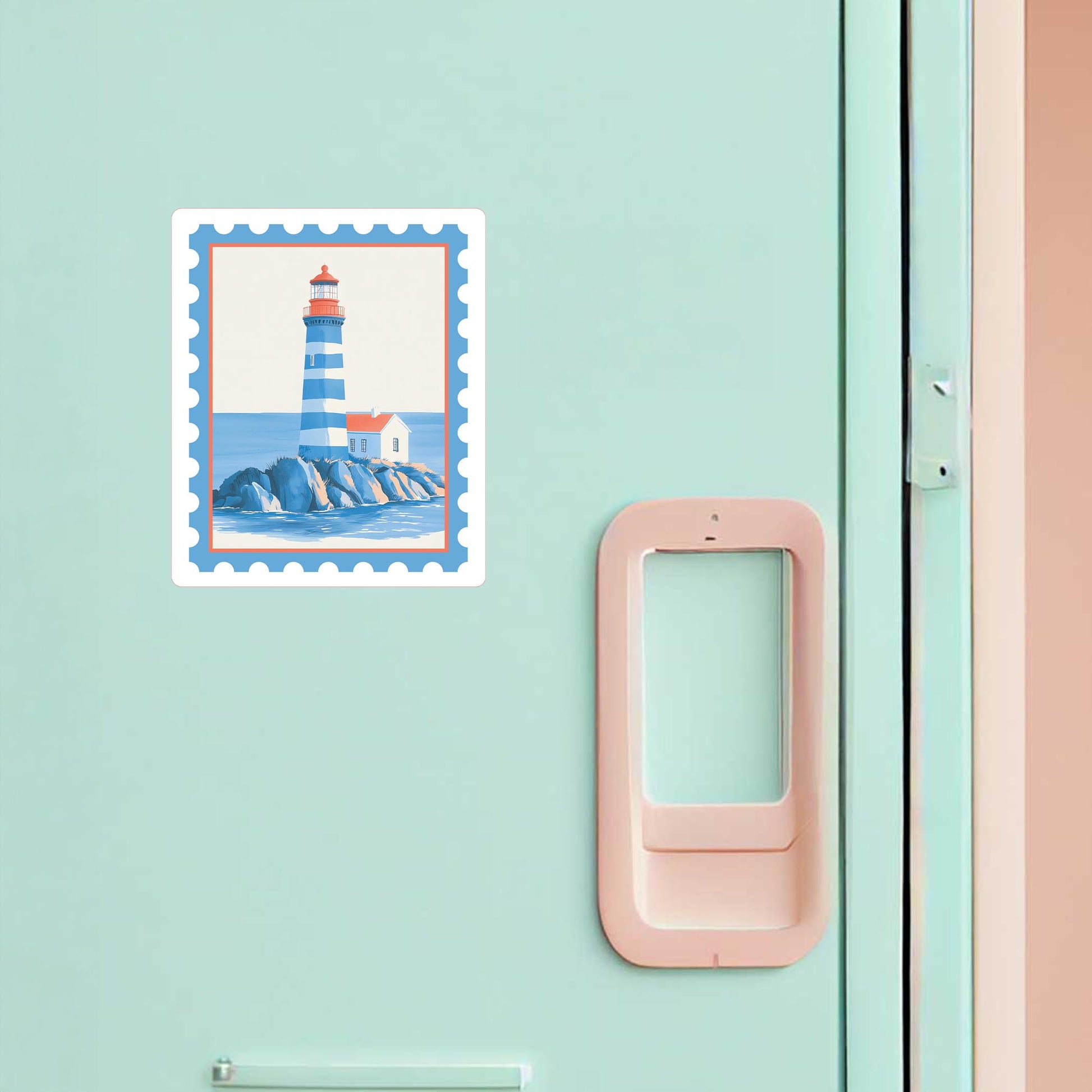 Vinyl Magnet-New England Tides Lighthouse Stamp -1