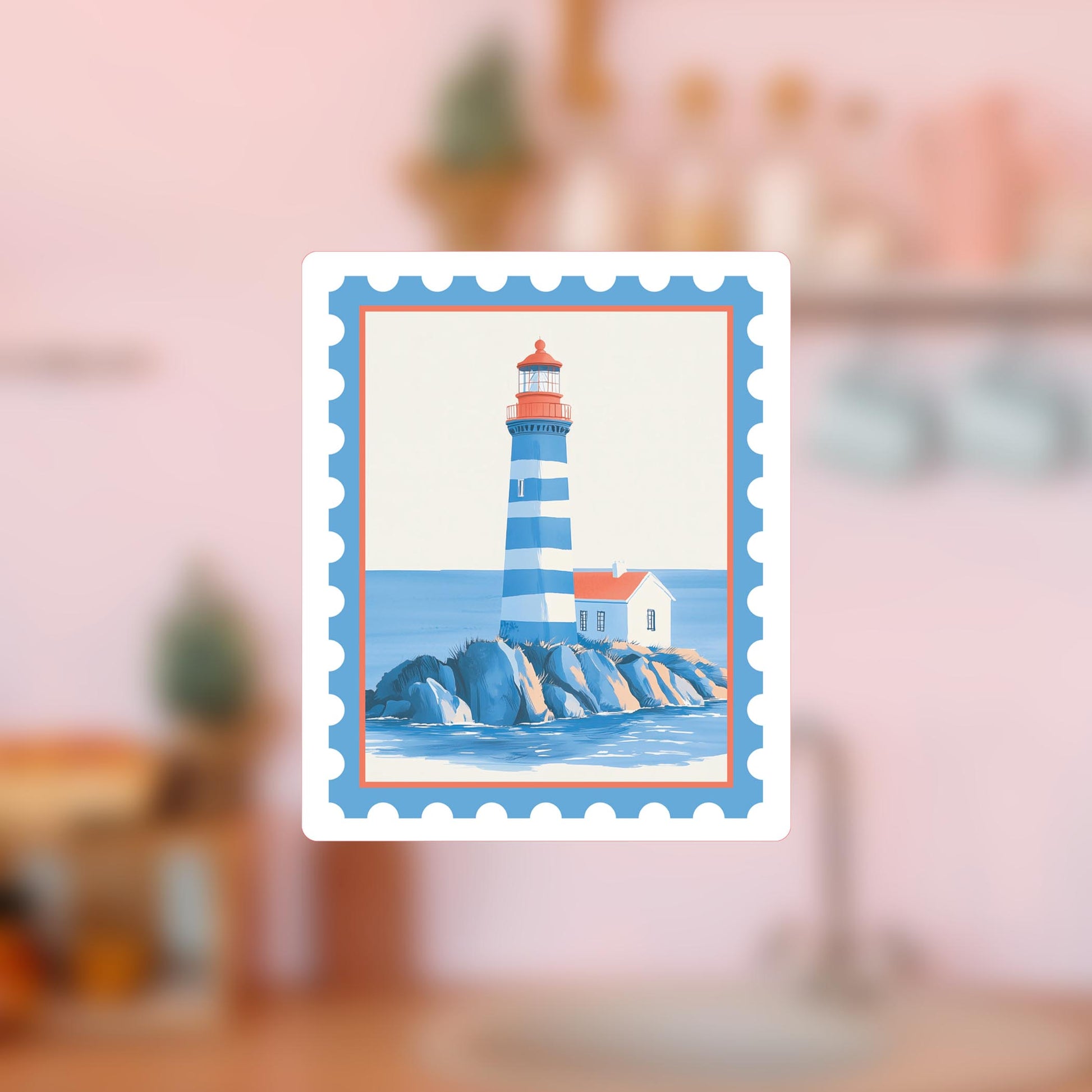 Vinyl Magnet-New England Tides Lighthouse Stamp -4