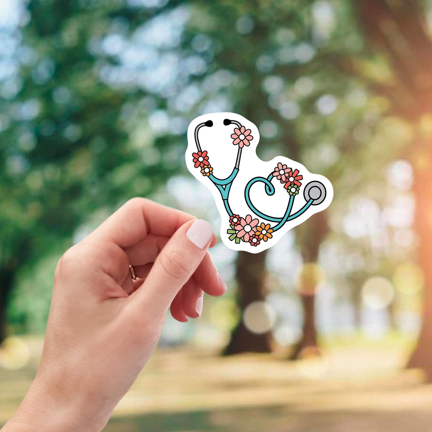 Vinyl Magnet-Floral Stethoscope