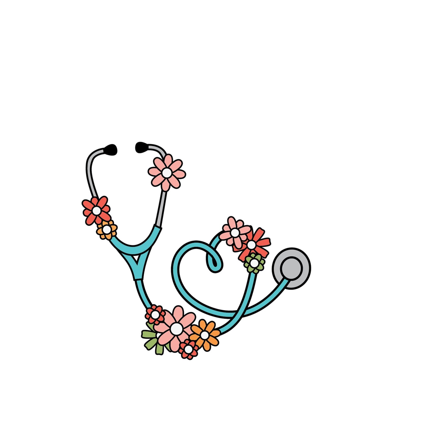 Vinyl Magnet-Floral Stethoscope