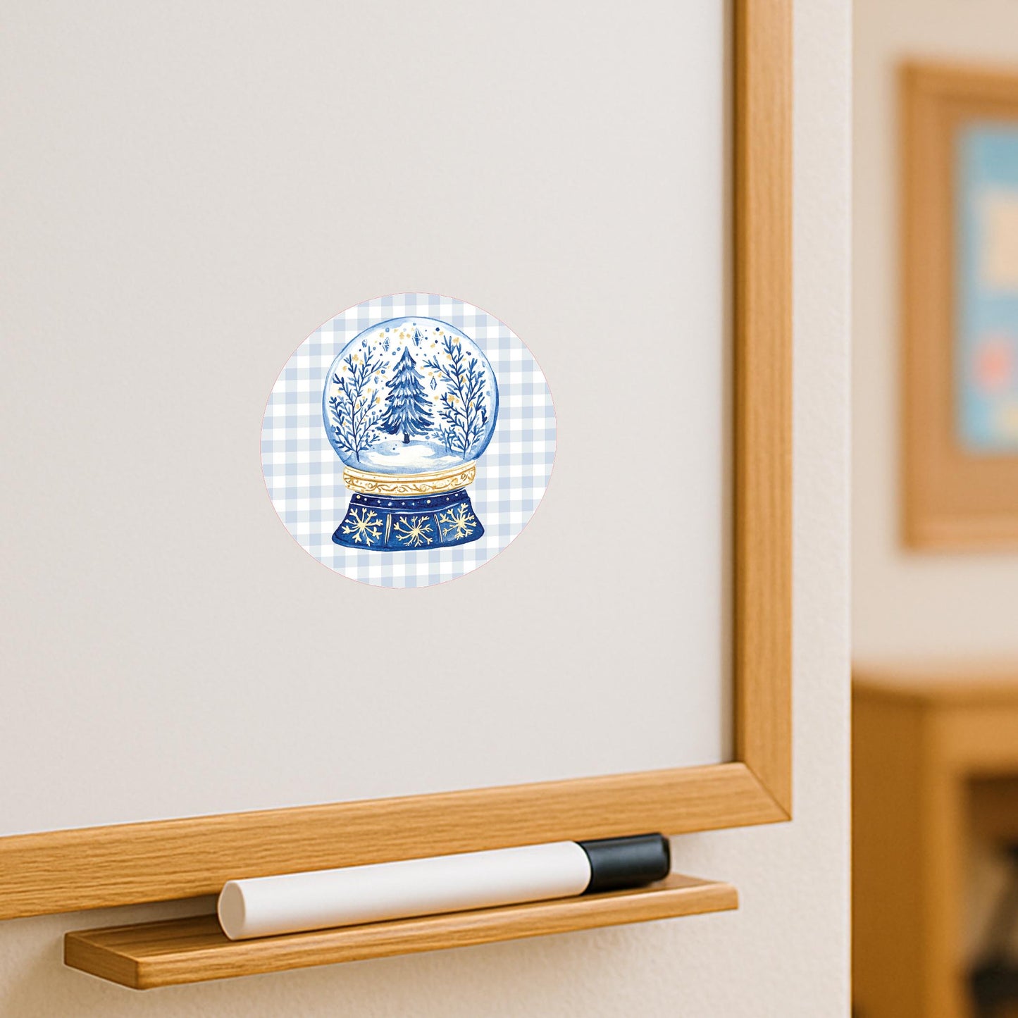 Vinyl Magnet-Blue Noel - A Grand Millennial Christmas Snow Globe -3