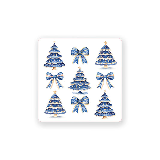 Vinyl Magnet-Blue Noel - A Grand Millennial Christmas Trees & Bows -0