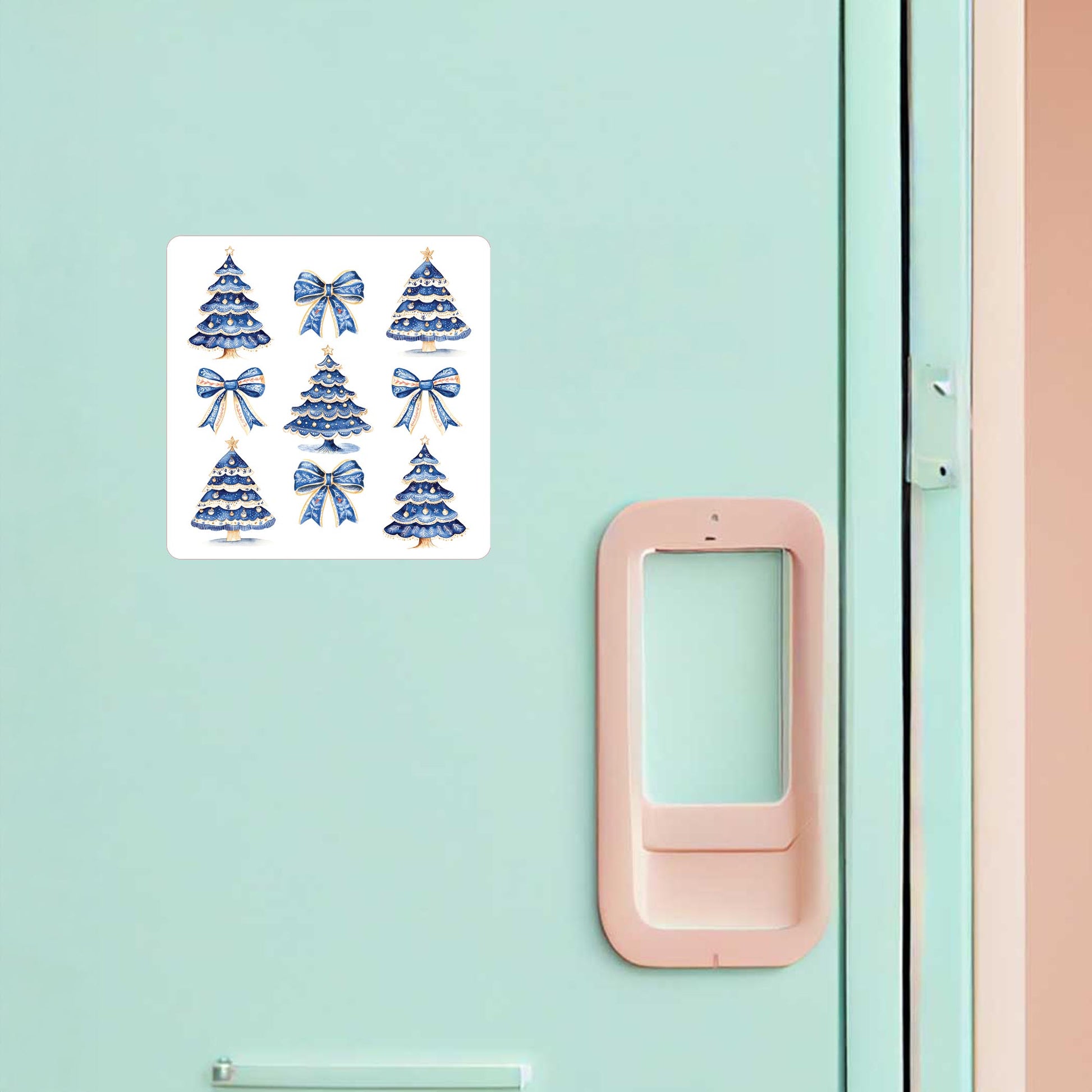 Vinyl Magnet-Blue Noel - A Grand Millennial Christmas Trees & Bows -1