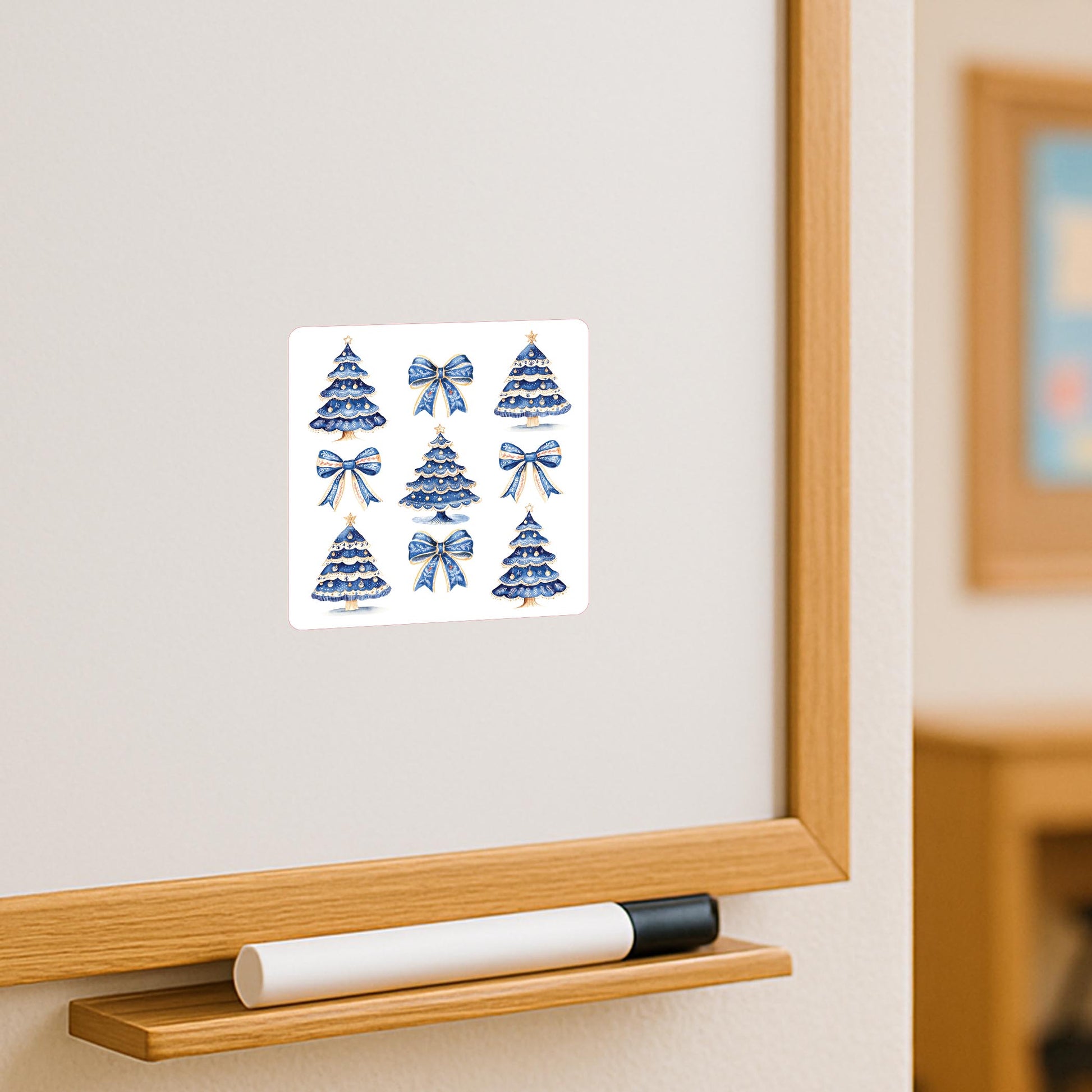 Vinyl Magnet-Blue Noel - A Grand Millennial Christmas Trees & Bows -3